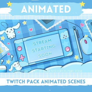 Kawaii Cute Aesthetic Blue and White Dog Cozy Cinnamon | Twitch Streamer Overlays | Stream Starting Soon | Be Right Back | Stream is Ending