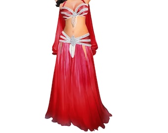 Blue Egyptian Belly Dance Costume, 3piece Professional Bellydance