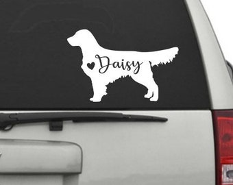 Golden Retriever Decal - Custom Decal - Golden Retriever - Personalized Dog Decal with Name and Heart - Personalized Vinyl Decal - Pet Decal