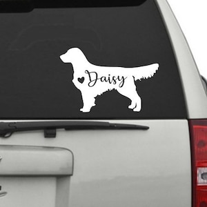 Golden Retriever Decal - Custom Decal - Golden Retriever - Personalized Dog Decal with Name and Heart - Personalized Vinyl Decal - Pet Decal