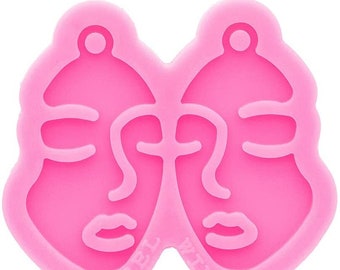 Shiny Large, Medium, Small, Girl Face Earring Mold, Jewelry Silicone Mold