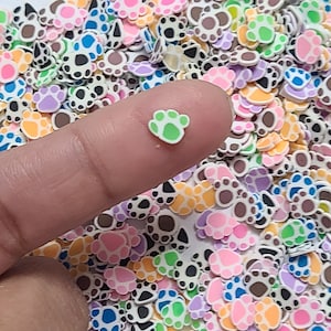 Graines en forme de patte, pâte polymère en forme de patte, fournitures créatives, mélange d'empreintes de pattes d'animaux en pâte polymère Happy Paws, paillettes NON COMESTIBLES