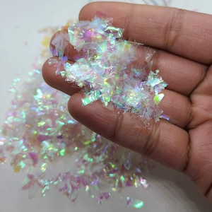 10g White Pearl Holographic Cellophane Glitter, Resin, Nail Art Slime, Craft Supplies