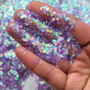 Purple Mermaid Bliss Chunky Glitter Mix Iridescent Shift Assorted Shape Glitter, craft supplies