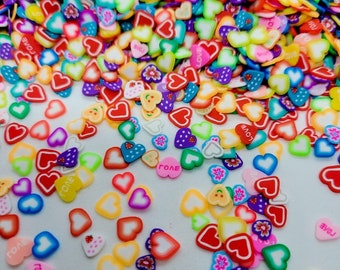Love Mix Polymer Clay Slices, Valentines Day Mix, Mix Hearts Polymer Clay Slices, Craft Supplies, Fimo Slice, fake Sprinkles, NON EDIBLE