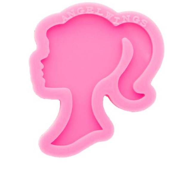 Shiny Girl Head Keychain Mold - Jewelry Making glitter epoxy - Silicone mold,Craft supplies,Resin Craft