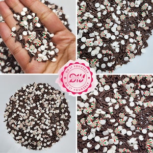 Peppermint Hot Chocolate Mix - Peppermint Candy and Sprinkle Mix, Craft Supplies, NON EDIBLE, Polymer Clay Fake Sprinkles