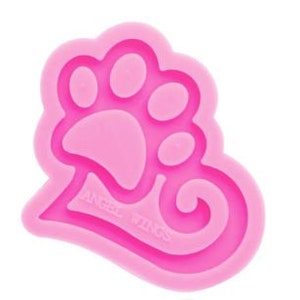 Shiny Bear Paw and Love Keychain Mold  -Paw with Heart Silicone Mold - Heart Paw Keychain Mold - Epoxy Resin Mold - Silicone Key Chain Mold