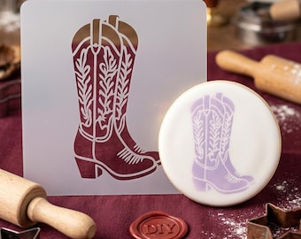Cowboy Boots Stencil for Painting, Western Farmhouse Decor, Rustic Country DIY Craft, Reusable Mylar Stencil for Wood Signs and Furniture