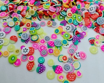 Colorful Mix Fruit Polymer Clay Slice , Craft Supplies,  Fruity Decor for Crafts & Jewelry, NON EDIBLE, Clay Slices, Mix Fruit Slices