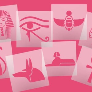 Egyptian Symbols Stencil - 8 pcs Egyptian Symbols - Cookie Stencil - Multipurpose Stencil - Reusable- Cookie Stencil