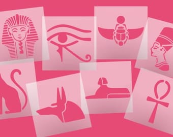 Egyptian Symbols Stencil - 8 pcs Egyptian Symbols - Cookie Stencil - Multipurpose Stencil - Reusable- Cookie Stencil