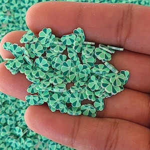 Green Sea Shell Slice, Clamshell Slice, Craft Supplies, NON EDIBLE Mermaid Themed Seashell Polymer Clay Sprinkles, Fimo Fake Sprinkle Mix