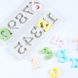 Filigree Numbers Set Silicone Mold, Fondant, Mold, Chocolate, Baking Supplies, Craft Supplies