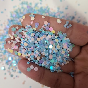 Iridescent Blue Clear Snowflake Glitter, Glitter, Jack Frost Glitter, Craft Supplies