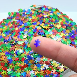 Autism Puzzle Shaped Glitter S08, Craft Supplies