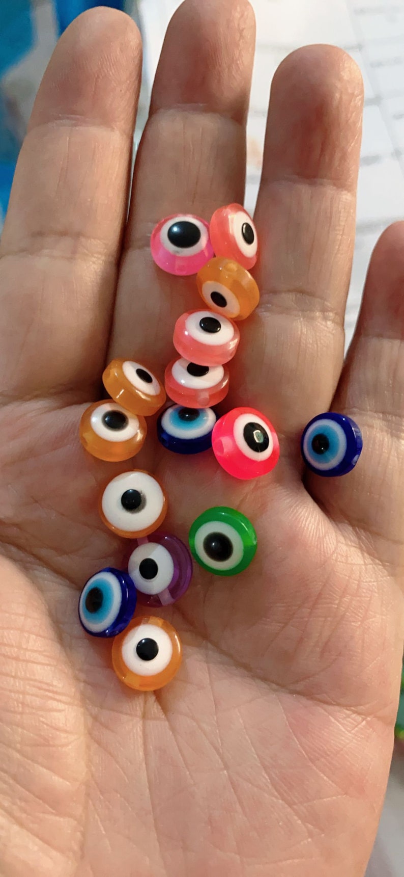50PCS Oval Beads Evil Eye Resin Spacer Jewelry Making DIY Bracelet Stripe 8/10mm 