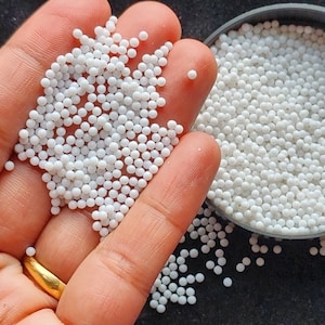 10g White Pearl Mix  Nonpareil Sprinkles, 2mm White Pearl, Faux Resin Caviar Beads, Craft Supplies