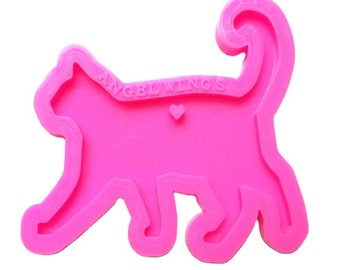 Shiny Walking Cat keychain mold - Cat Keychain Silicone Mold - Silicone Keychain mold,Craft supplies,Resin Craft