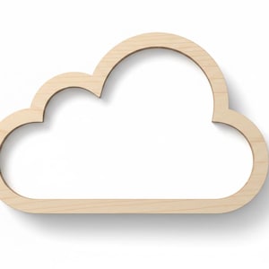 May include: A wooden cloud-shaped frame with a natural wood finish. The frame has a smooth, rounded design and is set against a white background. The cloud shape is a popular decorative element.