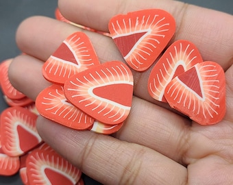 Large Polymer Clay Strawberry Fruit Slices, Nail Art Slices, NON EDIBLE Craft Supplies, Faux Fruit, Craft Supplies, Miniature Fruit