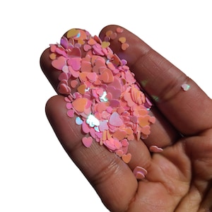 Pink Heart Shaped Glitter, Chunky Glitter Sequins, Nail Art, Snow Globe, Tumblers Craft Supplies