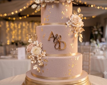 Custom Double Initial Cake Toppers | Cake Charm | Acrylic Initial Wedding Cake Topper | Side Cake Decor | Elegant Couple Initials