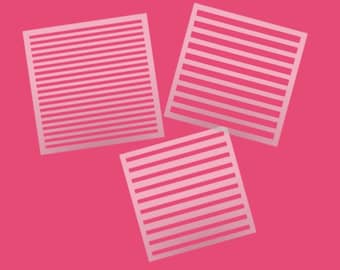 Stripe Stencils Set - Perfect for DIY Projects, Cookies and Crafts - Small, Medium and Large Stripes with Background and Horizontal Lines