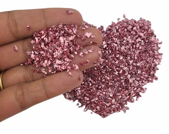 Champange Pink Broken glass stones crystals, uv epoxy resin filler, diy nail art decoration, jewellery making mould filling, Craft Supplies