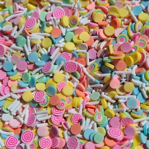 Candyland Mix, Polymer Clay Fake Sprinkles with Dessert Slices, NON EDIBLE Decoden,Craft Supplies