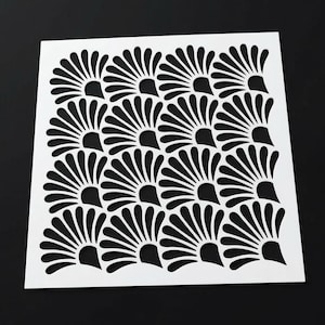 Art Deco Fan Stencil - Gatsby Scallop Pattern for Furniture, Walls, and DIY Crafts - Reusable Stencil