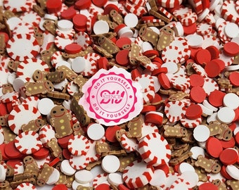 Gingerbread Mans Wonderland - Peppermint Fimo Sprinkle Mix for Festive Creations - Gingerbread Man Peppermint Mix NON EDIBLE Craft Supplies