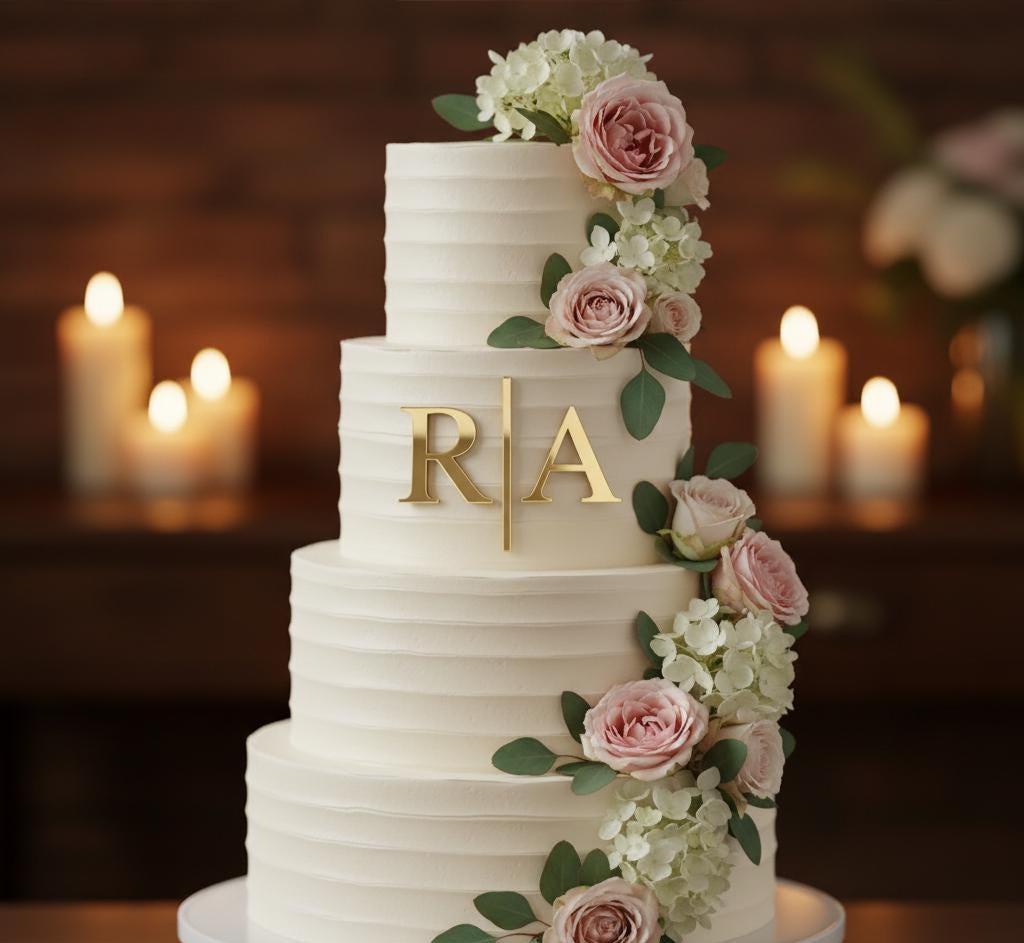 Personalized Monogram Cake Topper - Acrylic Custom Initials Cake Topper ...