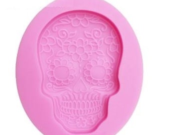 Sugar Skull Silicone Mold -  Sugar Skull Mold - Sugar Skull Silicone Resin and Fondant Mold - Day of the Dead Crafting and Baking Supplies
