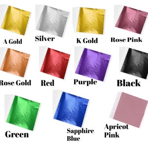 100 feuilles d'or en feuille d'or, 9 x 9 cm or, cadres pour dorure, fournitures créatives, différentes couleurs disponibles