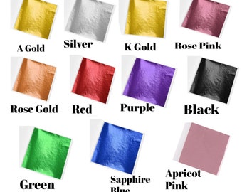 100 Sheets of Gold Leaf Gold Foil Sheets, 9 x 9 cm Gold, Gilding Frames, Craft Supplies, Various Colors Available