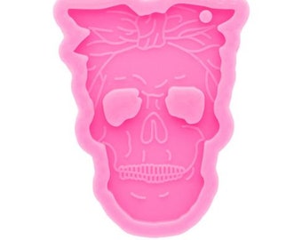 Skull Silicone Keychain Mold, Skull With Hair Bow Keychain Mold, Silicone Keychain mold,Craft supplies,Resin Craft