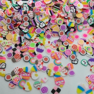 Mix Candy Mix Fimo Polymer Clay Slices,Craft Supplies, NON EDIBLE Candy and Cake Slices Fimo Slice Sprinkles, Polymer Clay Resin Art Fillers