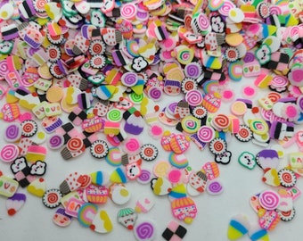 Mix Candy Mix Fimo Polymer Clay Slices,Craft Supplies, NON EDIBLE Candy and Cake Slices Fimo Slice Sprinkles, Polymer Clay Resin Art Fillers