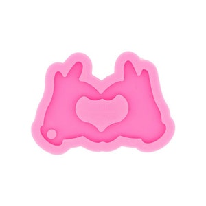 Shiny  Hands with Heart Keychain Mold - Hand shape Keychains mold -  Love Hand Sign - Jewelry Making glitter epoxy - Silicone Keychain mold