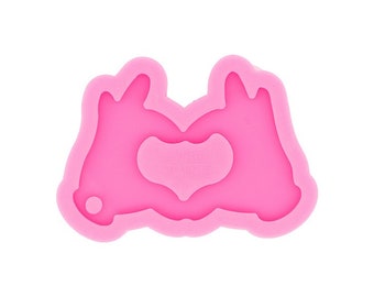 Shiny  Hands with Heart Keychain Mold - Hand shape Keychains mold -  Love Hand Sign - Jewelry Making glitter epoxy - Silicone Keychain mold