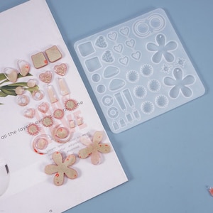 34-Cavity Earring Pendant Silicone Resin Mold, UV Resin, Jewelry Making, Silicone Mold for Resin, Resin Molds,Flower Earring Mold