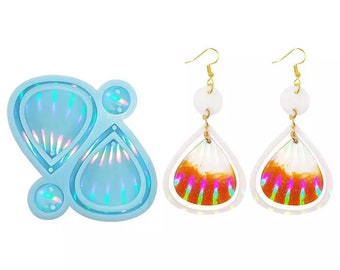 Holographic Tear Drop Earring Mold, Tear Drop Silicone Mold,Shimmering Tear Drop Mold