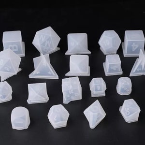 7 or 9 Piece Dice Silicone Mold Set Optional Blanks, 3 Different D4 Shapes  