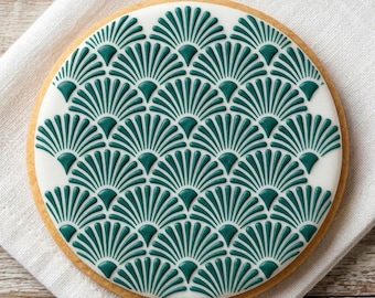 Art Deco Fan Stencil - Gatsby Scallop Pattern for Furniture, Walls, Cookies and DIY Crafts - Reusable Stencil