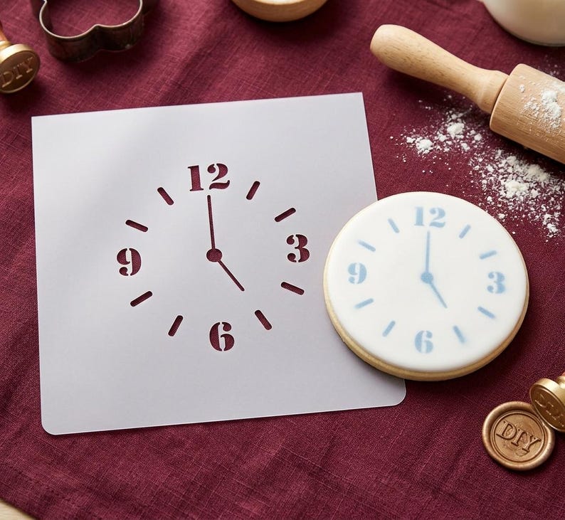 Clock Stencil for DIY Crafts - Premium Mylar Template for Holiday Decor and Custom Clock Faces - Reusable Dial Pattern for Art Projects 画像 2