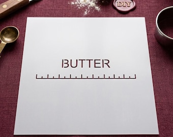 Butter Dish Stencil with Measurement Guide | Minimalist Kitchen Label Stencil for Ceramic, Glass, and Wood Painting | DIY Farmhouse Decor