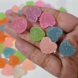 Valentine's Day Soft Resin Heart Cabs - Set of 5 | Kawaii Cabochons for Decoden & Crafts