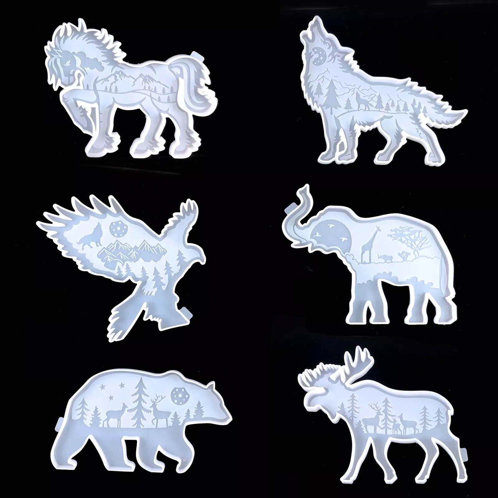 Wuff Meow 3D Animal Resin Molds Tools Resin Casting Molds Epoxy Silicone Molds for Resin Craft DIY Silicone Casting Mold DIY Home Decorations
