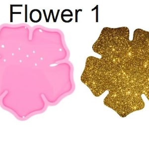 Shiny Flower Coaster Mold - Coaster Mold - Flower Coaster Mold - Resin Mold - Silicone Key Chain Mold, Craft Supplies